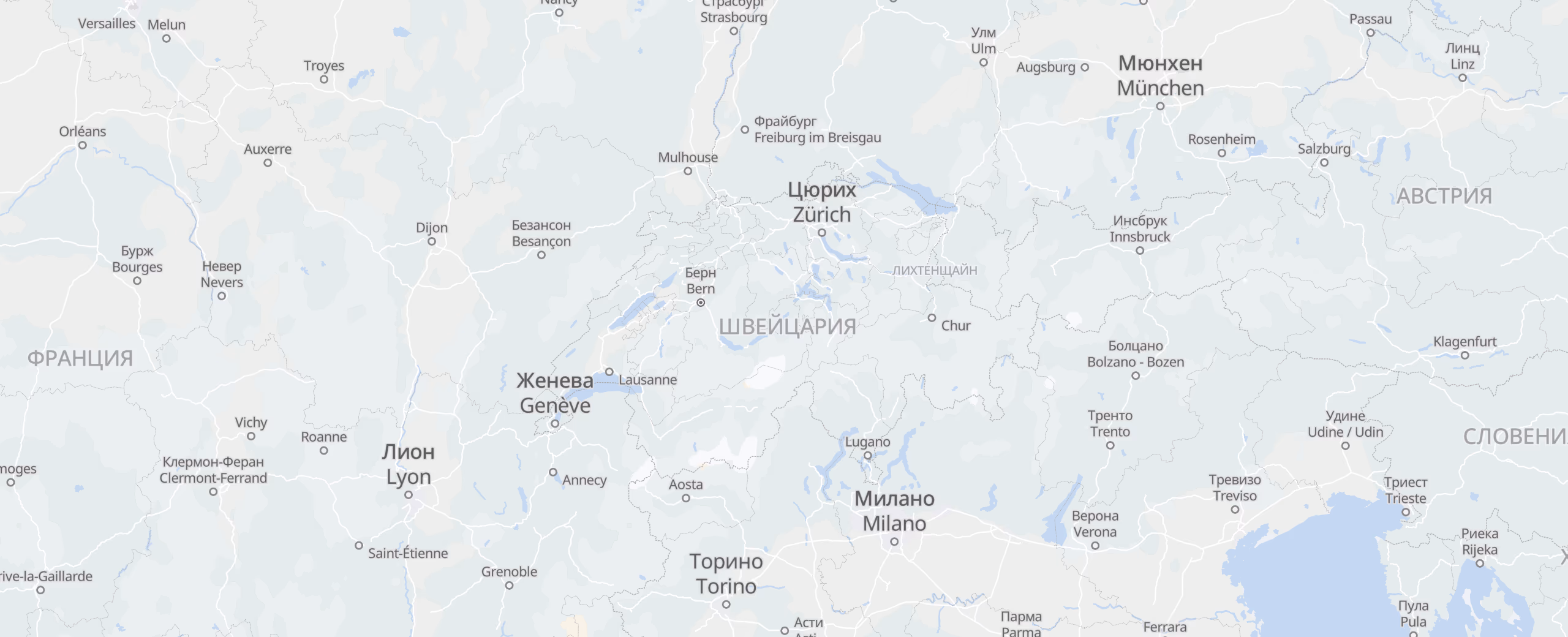 Швейцария cities map