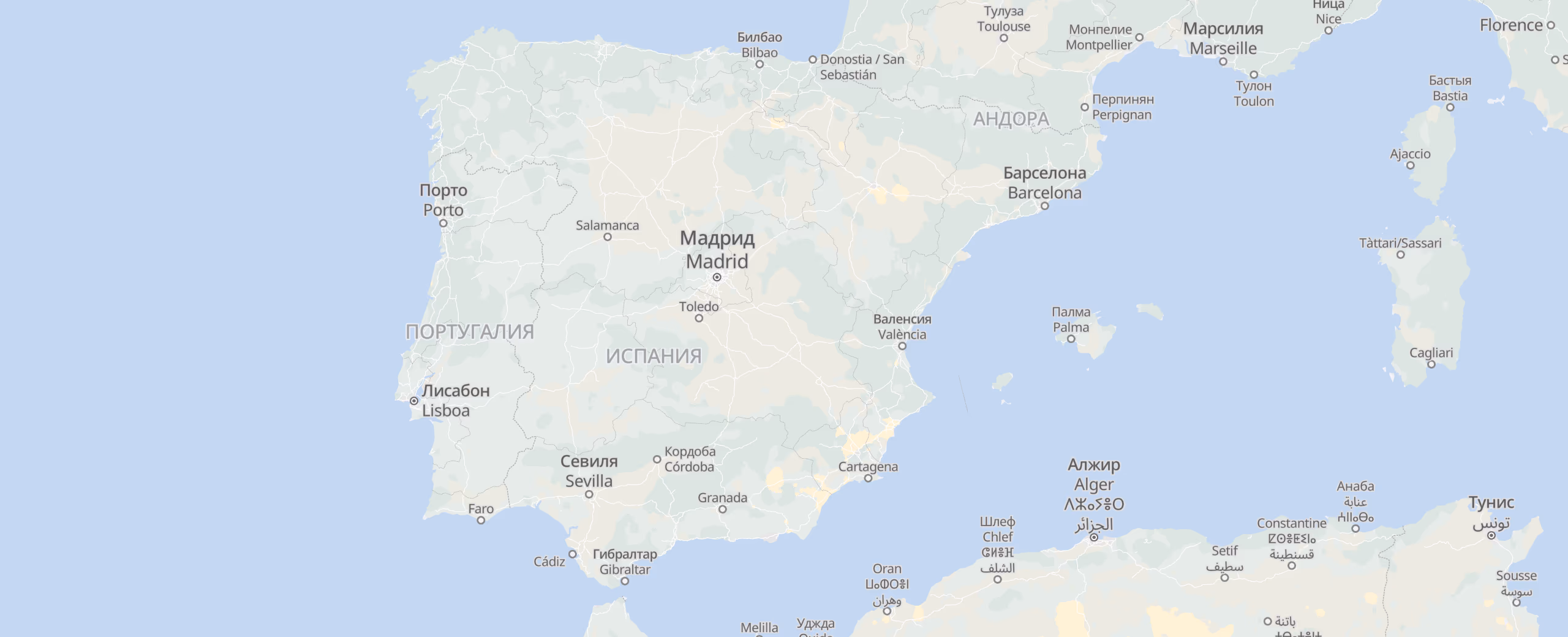 Испания cities map