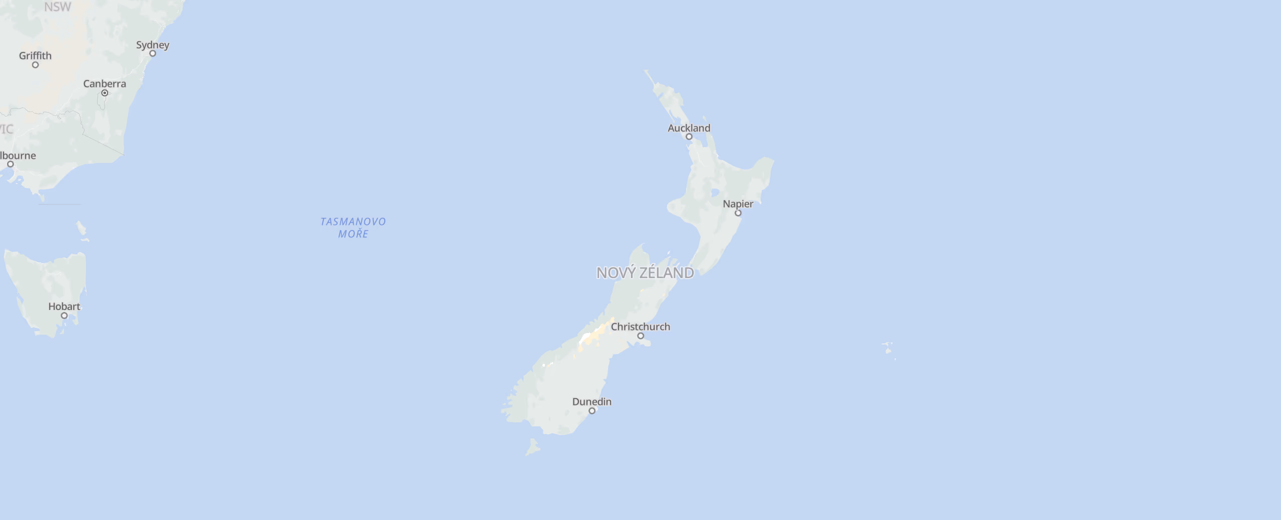 Nový Zéland cities map