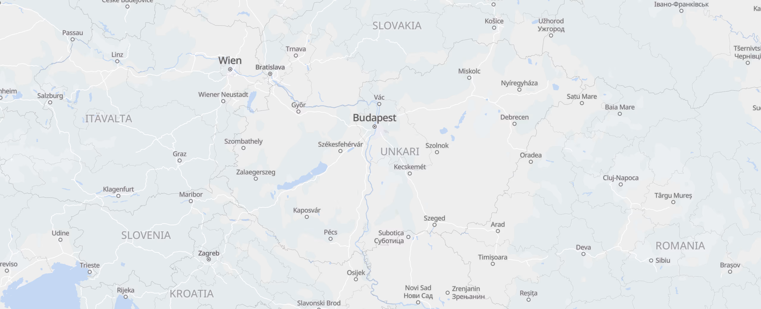 Unkari cities map