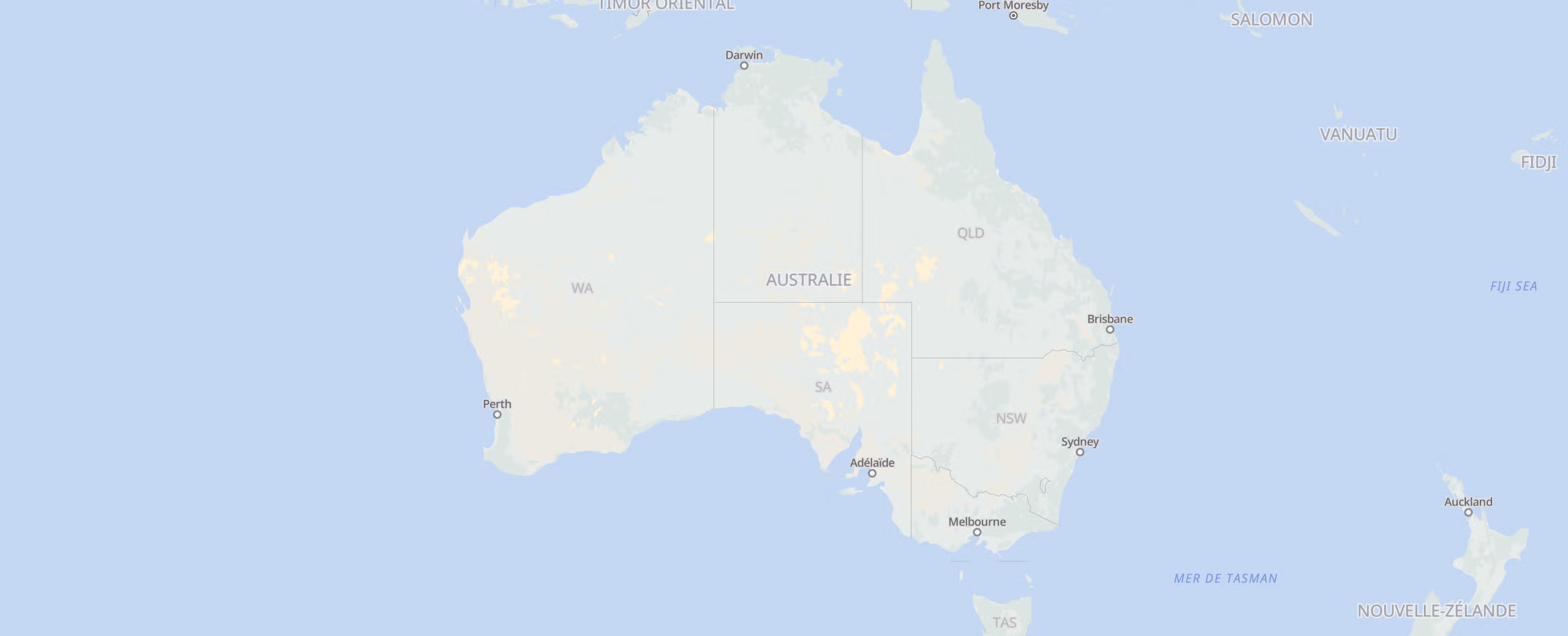 Australie cities map