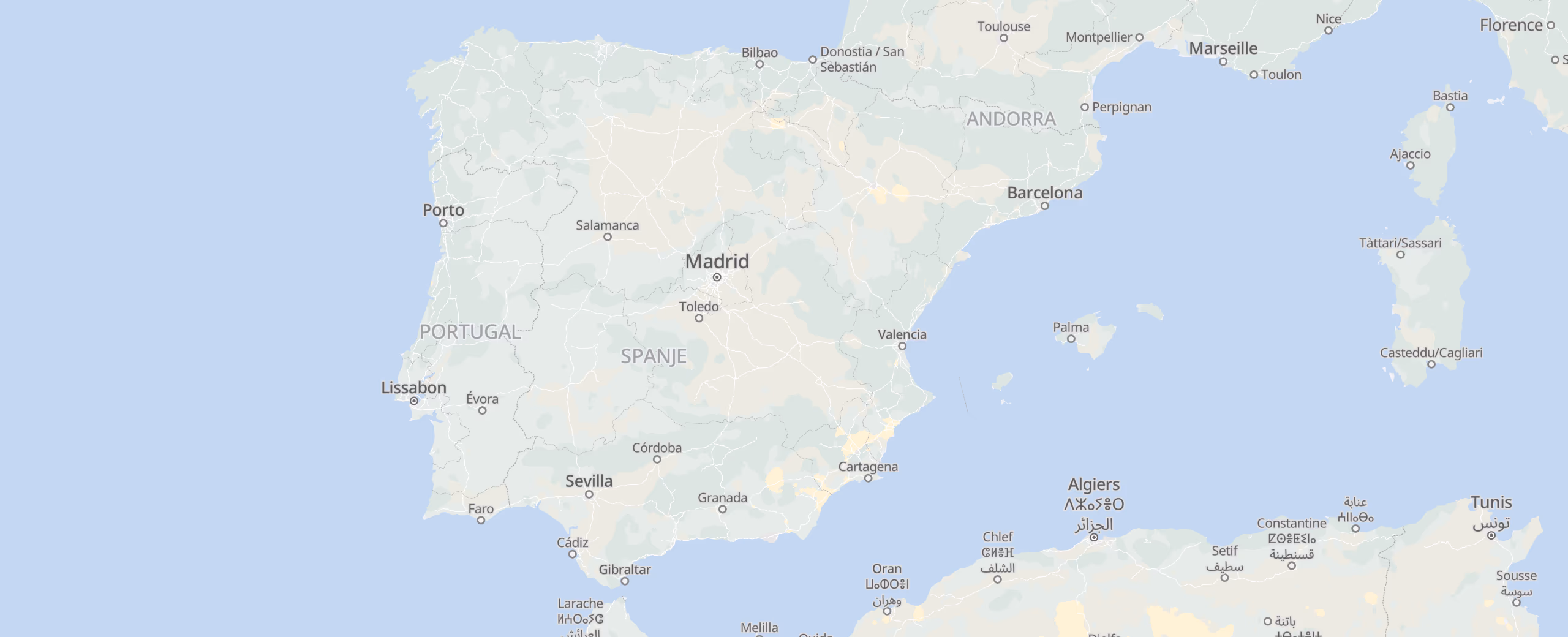 Spanje cities map