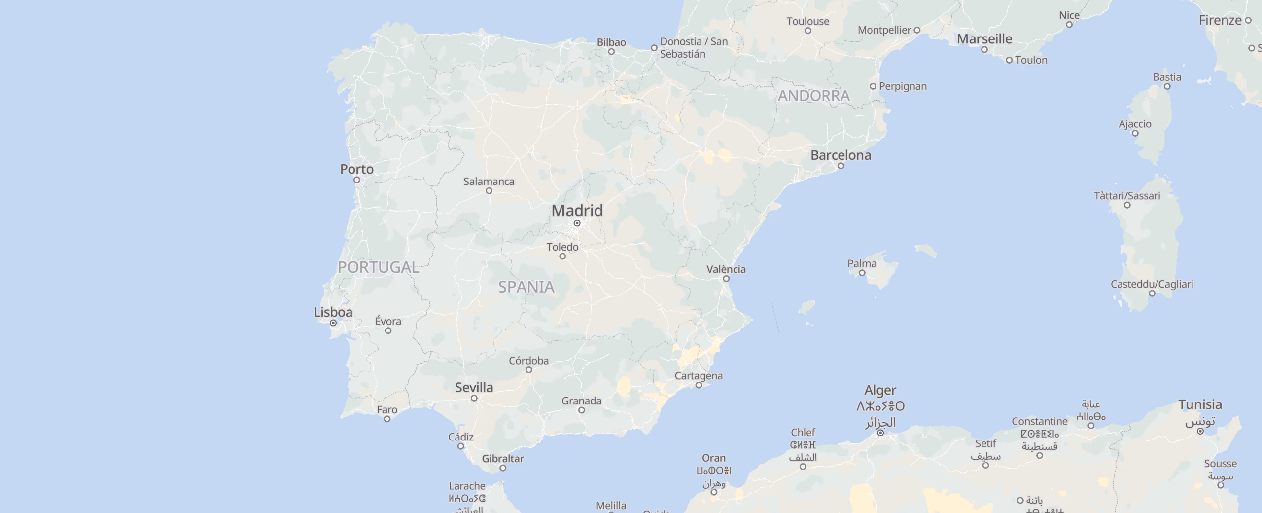 Spania cities map