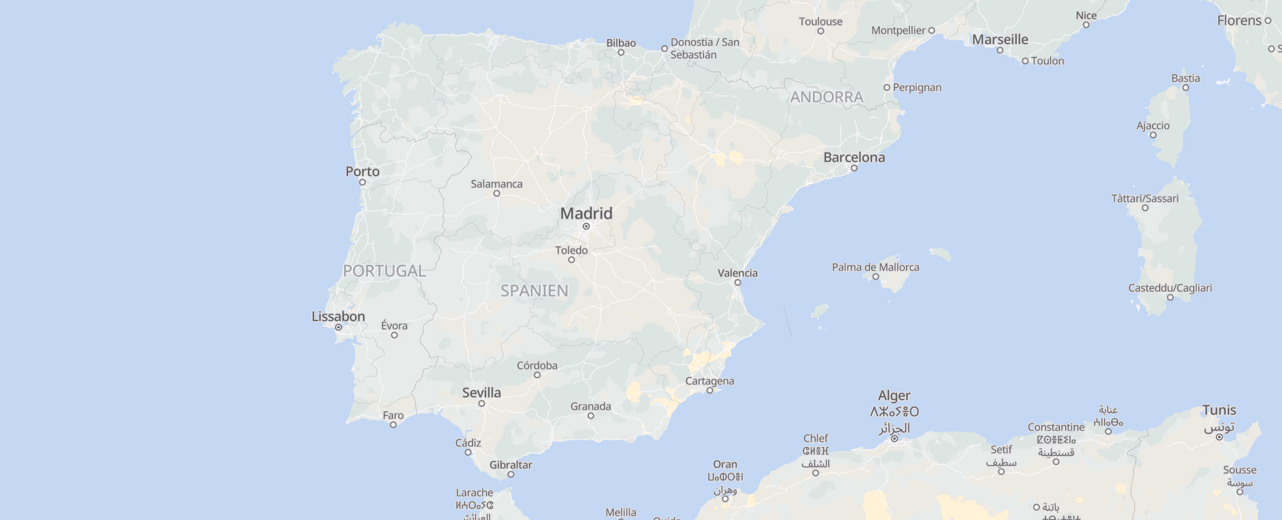 Spanien cities map